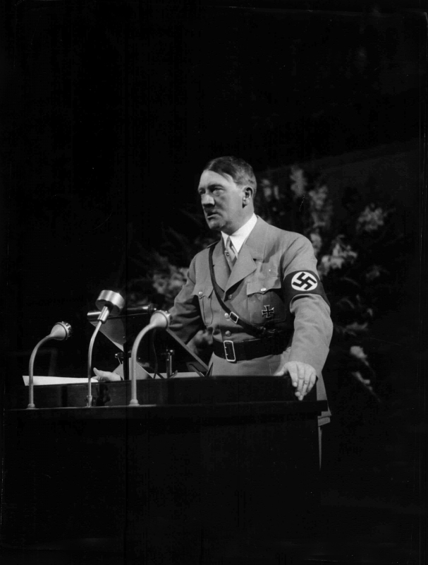 Adolf Hitler at his welcoming speech for Party leaders in Nuremberg